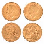 TWO GEORGE V GOLD SOVEREIGNS, one dated 1911 the other 1912