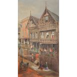 K ASHLEY; STREET SCENE with horse and cart, signed and dated 1867, watercolour, 74cm x 41cm