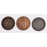 THREE SCOTTISH LATE 18TH CENTURY HALF PENNY TOKENS, consisting of an Edinburgh half penny token