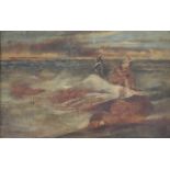 A VICTORIAN SEA SCAPE depicting a deceased fairy with a seated hairy demon at her side and on the