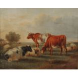 ATTRIBUTED TO THOMAS SIDNEY COOPER (1803-1902): LANDSCAPE WITH CATTLE, bears traces of signature and