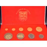 A 1972 JERSEY ROYAL WEDDING ANNIVERSARY GOLD AND SILVER COIN SET, the nine coins from £50 to 50