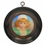 WINIFRED SANDYS (19TH/20TH CENTURY), MINIATURE PORTRAIT of a young girl with curly golden hair,