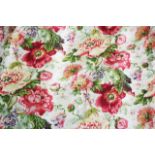 A PAIR OF SANDERSON FLORA PATTERN INTERLINED CURTAINS approximately 328cm long x 213cm wide,