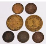 SEVEN VARIOUS GROCERS AND OTHER TOKENS