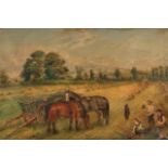 E.F. HOLT (19TH/20TH CENTURY SCHOOL), 'BRINGING IN THE HARVEST', oil on canvas, signed and dated