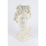 A DECORATIVE PLASTER BUST OF APOLLO, approximately 50cm tall