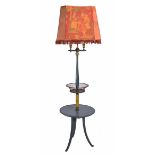 AN EARLY 20TH CENTURY ITALIAN BLUE AND YELLOW PAINTED TURNED WOODEN LAMP STANDARD the uplighter over