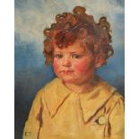 E.T. (EARLY 20TH SCHOOL) - A rosy cheeked child with tousled red hair, oil on board, 47cm x 39cm