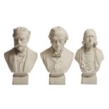 THREE LATE 19TH/EARLY 20TH CENTURY ROBINSON & LEADBEATER PARIANWARE BUSTS to include Benjamin