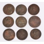 A GROUP OF VARIOUS LATE 18TH CENTURY AND LATER HALF PENNY TOKENS, to include two Southampton half