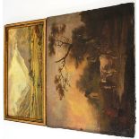 A PAIR OF ANTIQUE SEASCAPES, OIL ON CANVAS, initialled lower left 'HTW?', each 20cm x 40cm