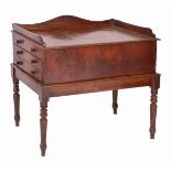 A 19TH CENTURY MAHOGANY FOLIO SIDE OR COLLECTORS CABINET ON STAND with galleried top and three