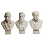 THREE ROBINSON & LEADBEATER PARIANWARE BUSTS, to include General Booth and Lord Rosebery, all