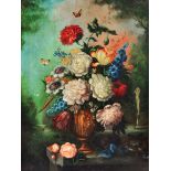 A DECORATIVE STILL LIFE FLORAL PAINTING in the Dutch 17th century manner, painting with a