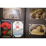 AN EARLY TO MID 20TH CENTURY ALBUM OF VARIOUS POSTCARDS, British, European and Oriental views etc