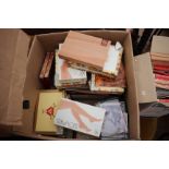 A COLLECTION OF VINTAGE POSTCARDS and old cigar boxes