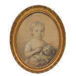 AN 18TH CENTURY PENCIL SKETCH OF A CHILD AND A DOG