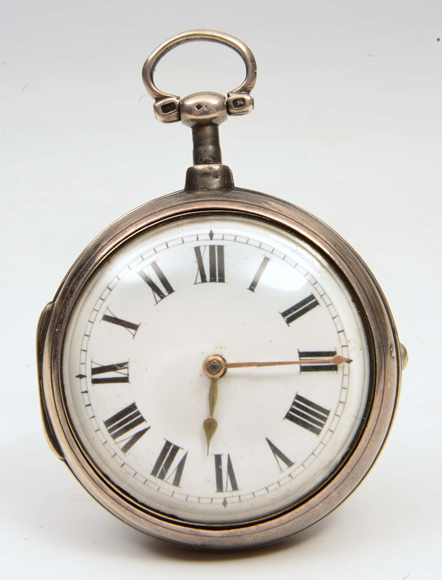 AN EARLY 19TH CENTURY SILVER PAIR CASED POCKET WATCH by Benjamin Russell of Norwich, no. 20677,