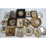 A PORTRAIT MINIATURE DEPICTING CHARLES I together with a collection of various small prints and