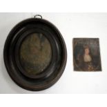 AN ANTIQUE HALF LENGTH PORTRAIT MINIATURE OF A LADY, oil on copper, inscribed 'Dogaresa Devecia',