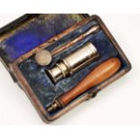 A MID 19TH CENTURY MAW LONDON CAUTERY SET consisting of a two piece tool and burner and all housed