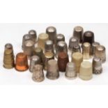 A COLLECTION 29 ANTIQUE SILVER BRASS AND COMPOSITE THIMBLES