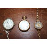 AN EARLY 20TH CENTURY ASPREY WHITE METAL, POSSIBLY SILVER, WRIST WATCH the enamelled dial with