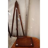 AN EARLY 20TH CENTURY EASEL, and a late 19th Century mahogany collectors box with a sliding lid (2)