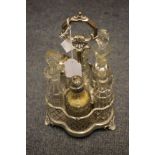 A VICTORIAN SILVER CRUET STAND, marks for Sheffield 1870, 25cm high