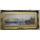 WARRINGTON, HIGHLAND VIEW, signed lower left and dated 1877 watercolour 18.5cm x 50.5cm