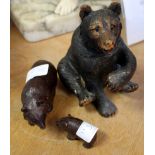 THREE BLACK FOREST BEARS, the largest 16cm high