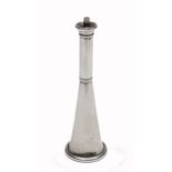 A VICTORIAN SILVER TABLE CIGAR LIGHTER in the form of a hunting horn with marks for London 1897