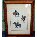 MID TO LATE 20TH CENTURY ENGLISH SCHOOL Body colour sketches of mounted Calvary officers,