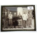 A BLACK AND WHITE PHOTOGRAPH depicting His Royal Highness the Prince of Wales and five other