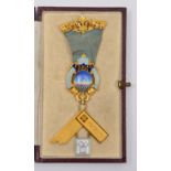 A MASONIC ZODIAC LODGE, number 5207, Fifth Worshipful Master, 1934-1935, 9 carat gold and