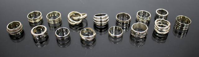 A GROUP OF SIXTEEN VARIOUS SILVER RINGS