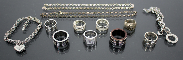 VARIOUS RINGS by Dolce and Gabanna and Armani together with an Armani bracelet and necklace, two