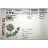 A COLLECTION OF FIRST DAY COVER STAMPS, a small quantity of coins and two silver napkin rings