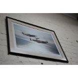 A MEMORIAL FLIGHT PRINT 'AFTER ROBERT TAYLOR' depicting Spitfire, Hurricane and Lancaster bomber
