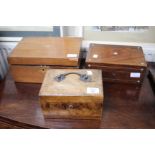 A WRITING BOX AND TWO JEWELLERY BOXES together with a print 'after Winifred Stephens', of the