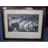 THE GREAT FIRE OF LONDON 1666 PRINT, after Lawrence, 28cm x 40cm together with a print of the