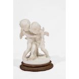 A GUGLIELMO PUGI, ITALIAN (fl. late 19th century) 'Cupid and Psyche', carved in white alabaster