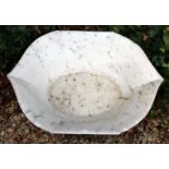 A RAJASTHANI SHALLOW MARBLE BOWL OR BASIN with serpentine outline, 61cm wide x 19cm high