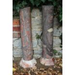 A PAIR OF CYLINDRICAL ITALIAN MARBLE COLUMNS, reputedly from a Florentine church, each 12.5cm