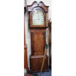 A 19TH CENTURY MAHOGANY EIGHT DAY LONGCASE CLOCK the broad case with fluted decoration, the hood