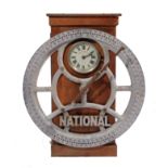 AN OLD OAK CASED NATIONAL TIME RECORDER CO. LIMITED CLOCKING IN AND OUT CLOCK with large cast