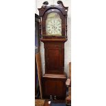 A VICTORIAN MAHOGANY AND OAK CASED 30-HOUR LONG CASE CLOCK with swan neck pediment to the hood,