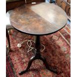 A GEORGIAN OAK CIRCULAR TILT TOP TRIPOD TABLE with turned column support 50cm diameter