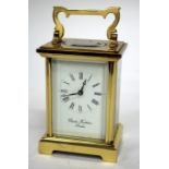 CHARLES FRODSHAM LONDON BRASS CARRIAGE TIMEPIECE, 16cm tall overall